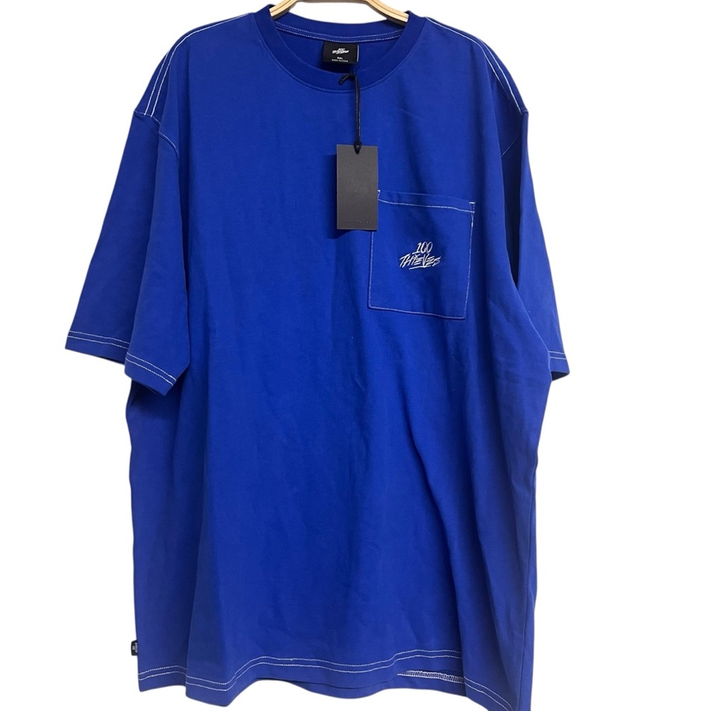 New Mens‎ 100 Thieves Oversized Pocket T-shirt Royal Blue